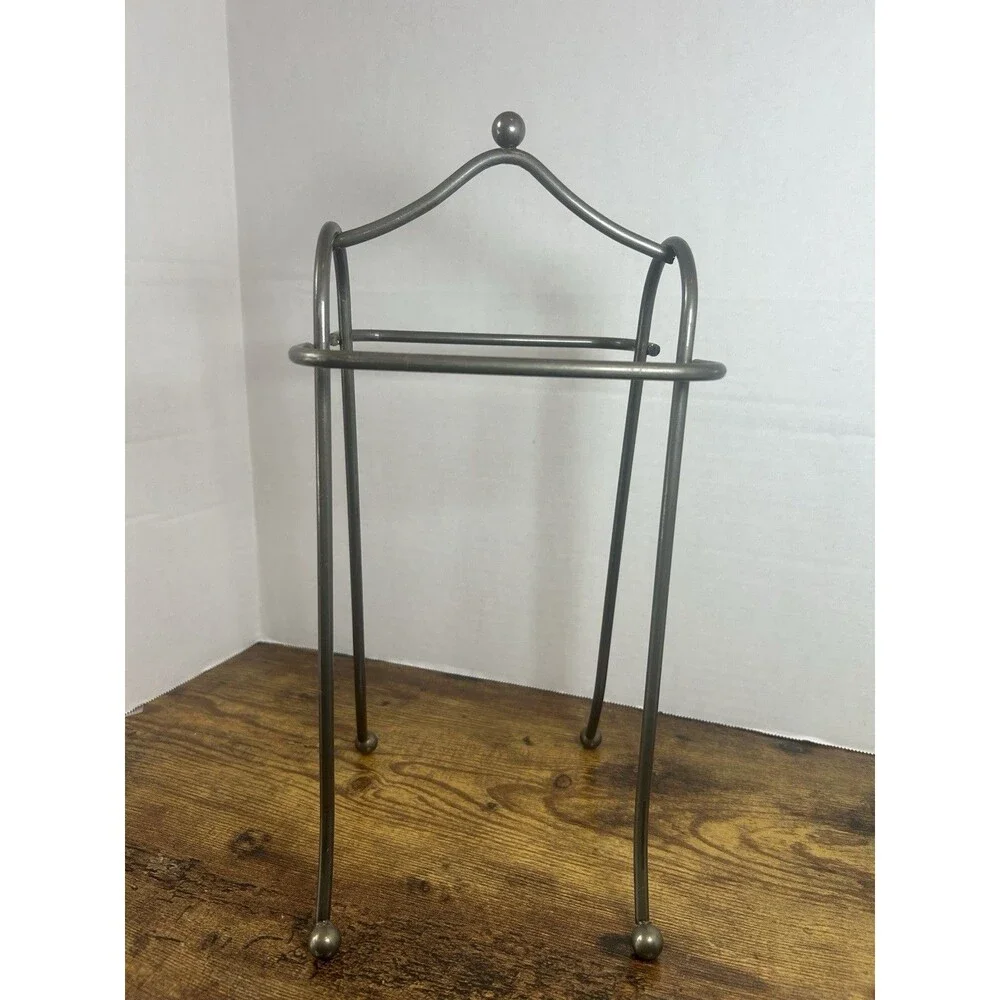 Vintage Style Silver Gray Freestanding 2 Bar Hand Towel Holder Vanity Counter